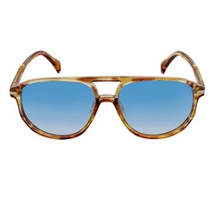 EPOCH – Classic Flat Top Plastic Aviator Havana Sunglasses Blue Tint Lens