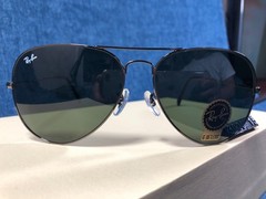 RAY-BAN RB3026 Aviator Sunglasses Gunmetal Grey Frame 62mm Dark Green Lens 140MM
