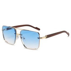 Men’s Metal Sunglasses Square Half Frame Rice Nails Casual Trend Personality