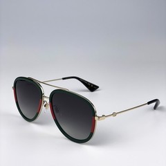 Gucci Men Sunglasses Gold Green Red Pilot URBAN GG0062S 003 NEW AUTHENTIC
