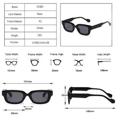 Small Rectangle Sunglasses Candy Color UV400 Square Frame Casual Travel Wear