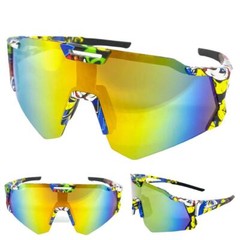 Oversized RETRO SPORTY WRAP Shield Cycling SUN GLASSES Large Huge Graffiti Frame