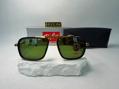 Ray-Ban RB4413 Navigator Sunglasses, Black & Gold Frame, Green G-15 Lens