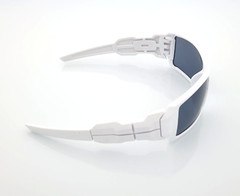 Men’s Sports Wrap Rectangular Sunglasses Matte White Frame Dark Smoke Tint Lens