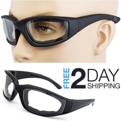 1 PAIR Combo Padded Goggles Wind Resistant Sunglasses Motorcycle Riding Glasses