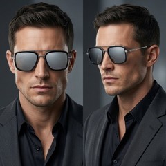 Men Sunglasses Vintage Tony Stark Cosplay Glasses Urban Fashion Street Eyewear