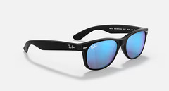 Ray-Ban RB2132 New Wayfarer Flash Sunglasses Black Blue Mirror 55-18-145 Unisex
