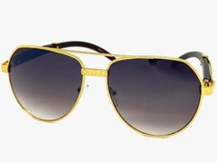 Men CLASSY Elegant Vintage Retro Hip Hop Style SUNGLASSES Gold & Faux Wood Frame