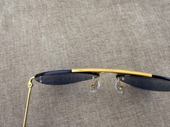 Ray-Ban RB3791 Rimless Aviator Sunglasses, Gold Frame, Solid Blue Lens