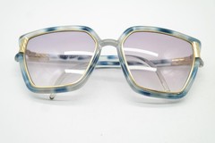 Vintage Sunglasses TED LAPIDUS PARIS ORIGINAL FRANCE Blue Gold Square