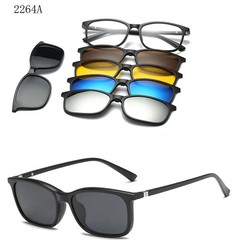 Magnetic Clip On Sunglasses Square Polarized UV400 Adult Optical Frame 6 in 1