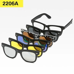 Magnetic Clip On Sunglasses Square Frame Polarized UV400 Adult Casual 6 in 1