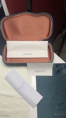 Gucci Women’s Square Sunglasses Gold Metal Frame New Original Tags Dustbag