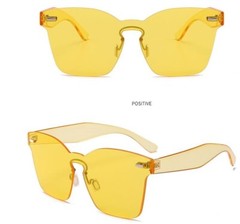 Women Glasses Rimless Keyhole Nose Bridge Mono Flat Lens Horn Rimmed Sunglasses