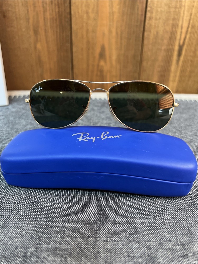 Ray Ban COCKPIT RB3362 001 Gold Metal Frame 59 ▪️14 Green Lenses & Case