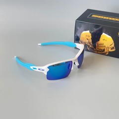 Oakley Flak 2.0 XL Sunglasses White Frame Polarized Blue Lens Mens New