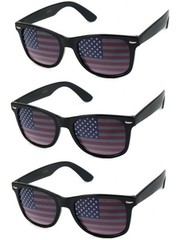 3 PAIRS American USA US Flag Sunglasses BLACK Patriotic United States Stars Nerd