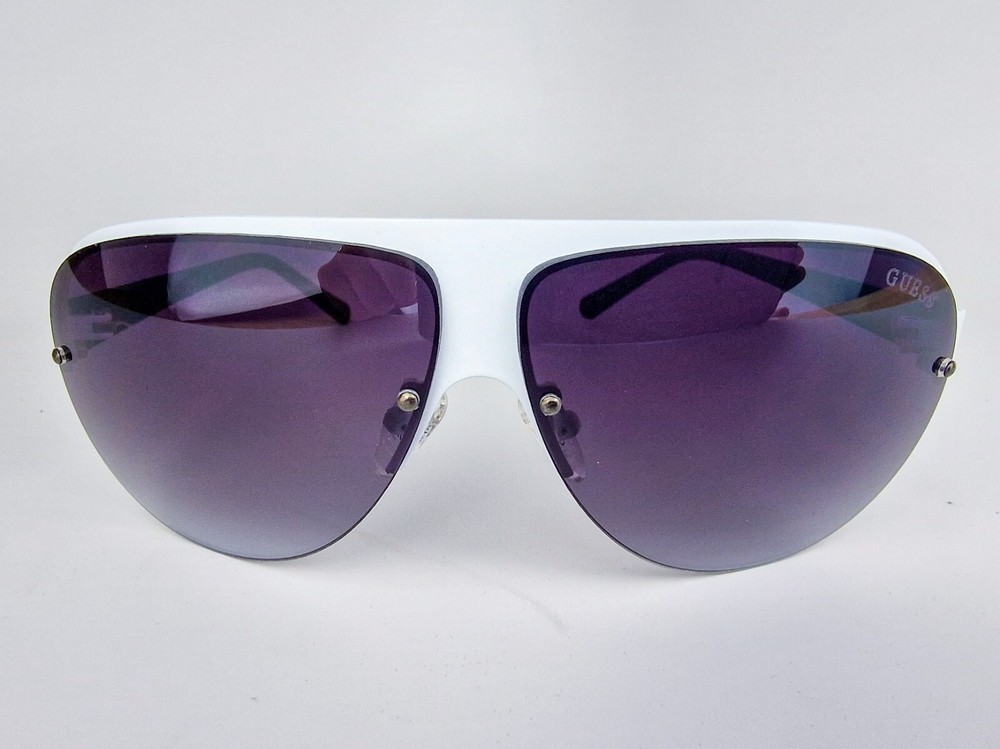 Guess Men’s Aviator Shield Sunglasses GF0148-21B-64 White Metal NEW Authentic