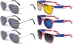 6 Pairs Of USA American Flag Print Sunglasses – Patriotic – Sun Protection