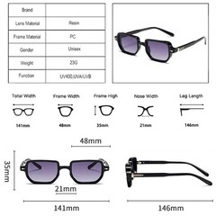 Rectangle Candy Color Sunglasses Gradient Lens UV400 Unisex Beach Party Wear