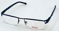 Tumi Mens Navy Rimless Stainless Steel Rectangle Eyewear Frame T100 53mm