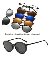 Magnetic Clip On Sunglasses Square Polarized UV400 Adult Optical Frame 6 in 1