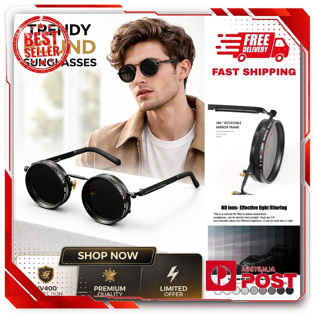 Polarized Round Sunglasses ND9 Adjustable Dimming Unisex Outdoor Shades