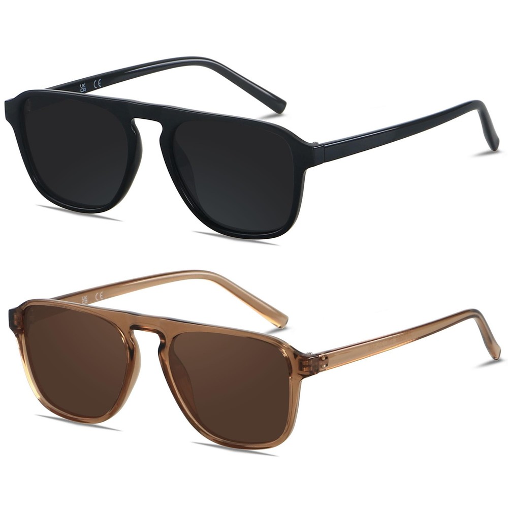 Square Aviator Sunglasses Polarized Mens Womens UV Protection Sun glasses 2 P…