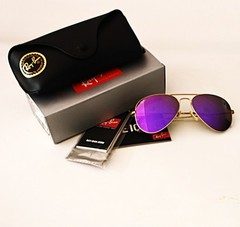 Ray-Ban RayBan RB3025 Aviator Matt Gold Frame Purple/ Violet Flash Lens 58mm