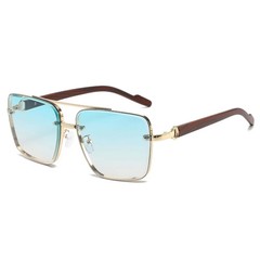 Men’s Metal Sunglasses Square Half Frame Rice Nails Casual Trend Personality