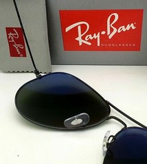 Polarized RAY-BAN Sunglasses RB 3025 Large Metal 002/58 62-14 Black Frames+Green