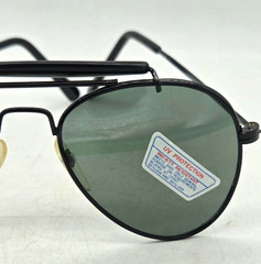 Vintage Small Black Aviator w Top Bar Sunglasses 1980s, 135mm temple, NOS, China