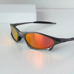 Vintage Oakley Penny X-Metal Gray Frame Ruby Lens Rare Sunglasses