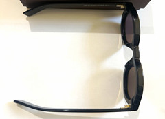 TOM FORD TF1100 01A 49mm Black Round Plastic Sunglasses Blue Tinted Lenses