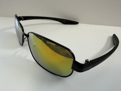 Mens Classic Rectangle Shape Sunglasses Black Metal Frame Multicolor Mirror Lens