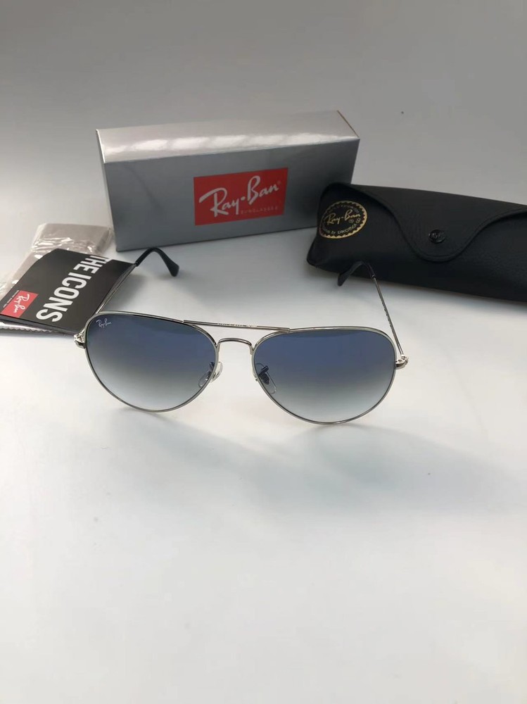 Ray Ban Sunglasses Aviator Silver 3026 Blue Gradient Lenses 62 mm 3026-2