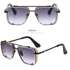 SUNGLASSES MEN DESIGNER STYLE SHIELD FANCY FLAT TOP RETRO MODERN LARGE GOLD 2023
