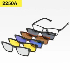 Magnetic Clip On Sunglasses Square Frame Polarized UV400 Adult Casual 6 in 1