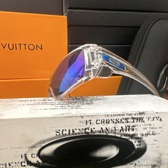 Oakley Men’s Batwolf Wrap Sunglasses Clear Frame Blue Mirrored Lens 127mm