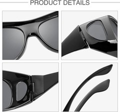 Polarized Sunglasses Medium Fit Over Glasses Rectangular OTG Frame Anti-Glare