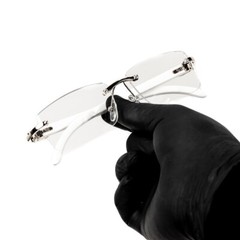 White Wood Grain Clear Lens Mens Silver Frame Rectangular Luxury Square Glasses