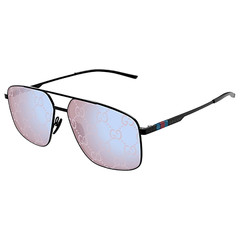 GUCCI GG1676S-005 Shiny Black/Solid Violet & Clichè Guccissima Sunglasses