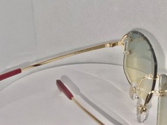 Cartier CT0092O Rimless Sunglasses Gold Big C Custom Diamond Cut Lens