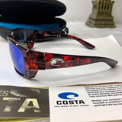 NEW Costa Del Mar Fantail Polarized Sunglasses Tortoise Blue Mirror 580P UV400