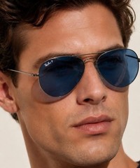 RayBan RB3689 Aviator Metal II gunmetal blue polarized Sunglasses Mint Condition