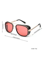 Tony Stark Sunglasses Man Woman Steampunk Sun Glasses Male Vintage Gradient Red