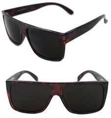 Men’s Flat Top Sunglasses Square Shape Brown Tortoise Frame Retro 80’s 90’s 360
