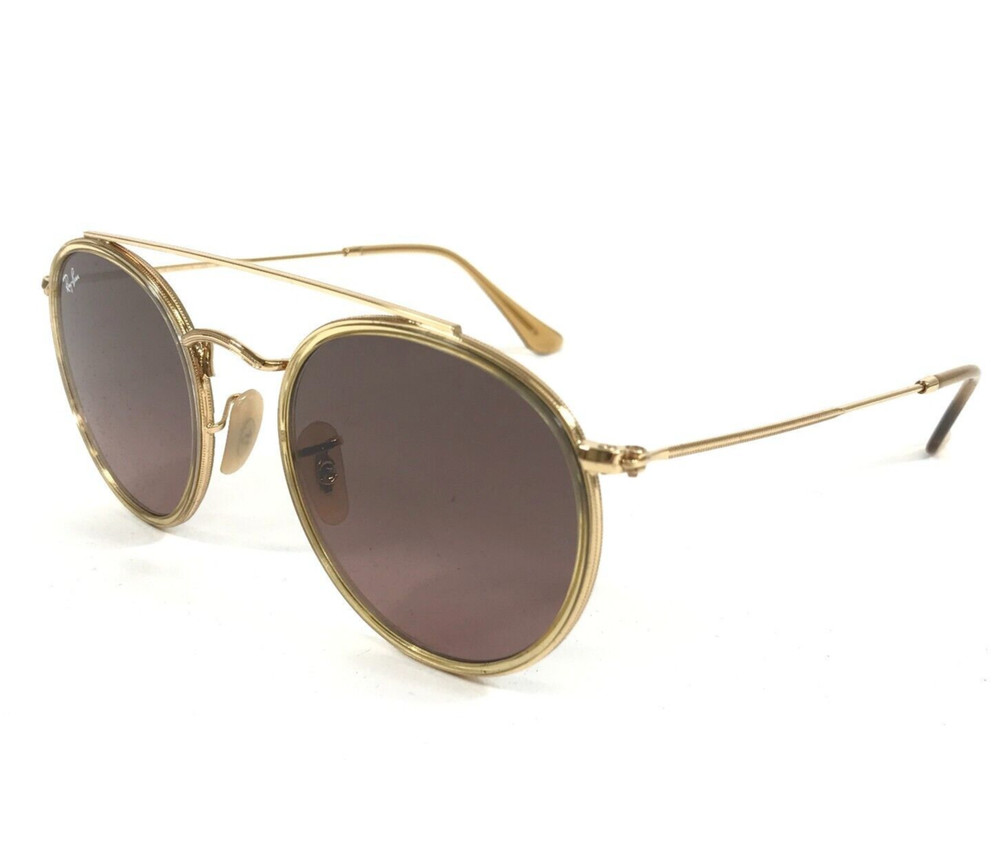 Ray-Ban Sunglasses RB3647-N 9124/43 Round Double Bridge Gold Crystal Brown Gray