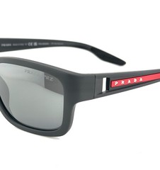 PRADA 01W Linea Rossa Sport Sunglasses Gray Pilot Wrap POLARIZED PS01WS