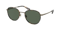 COACH HC7163 933371 Cr631 Antique Gold Tokyo Tortoise Green 52mm Mens Sunglasses
